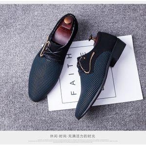 Men's Large Size Love Pattern Business Casual Formal Shoes-BLUE